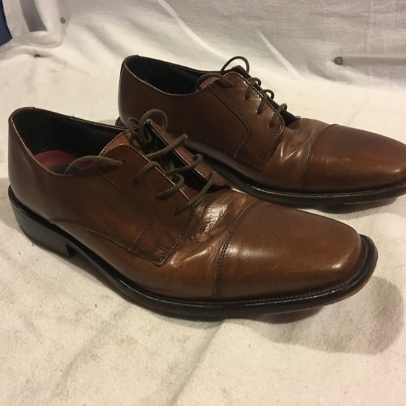 sz9D MEN\'S BOSTONIAN AUTHENTIC LEATHER LACE UP DRESS CAP TOE SHOES NM 02282 main image 4